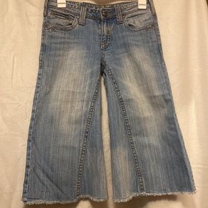 Industrial Cotton Wide Leg Cropped Capri Jeans